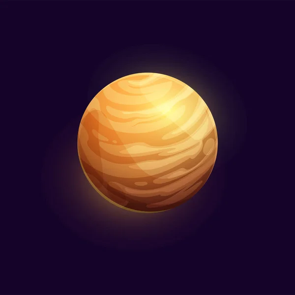 Cartoon Brown Space Planet Vector Shining Sphere Far Galaxy Cosmic — Stock Vector