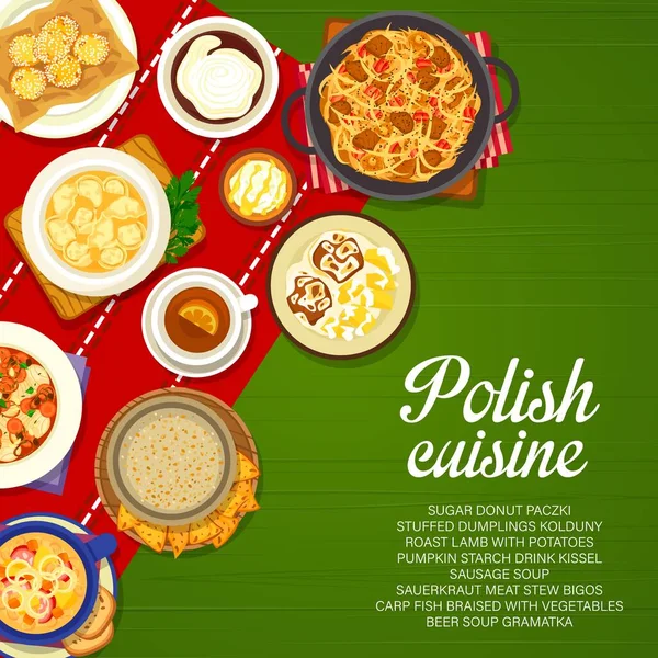 Πολωνική Κουζίνα Μενού Καλύψει Σούπα Λουκάνικου Αμυλούχο Κολοκύθα Kissel Και — Διανυσματικό Αρχείο