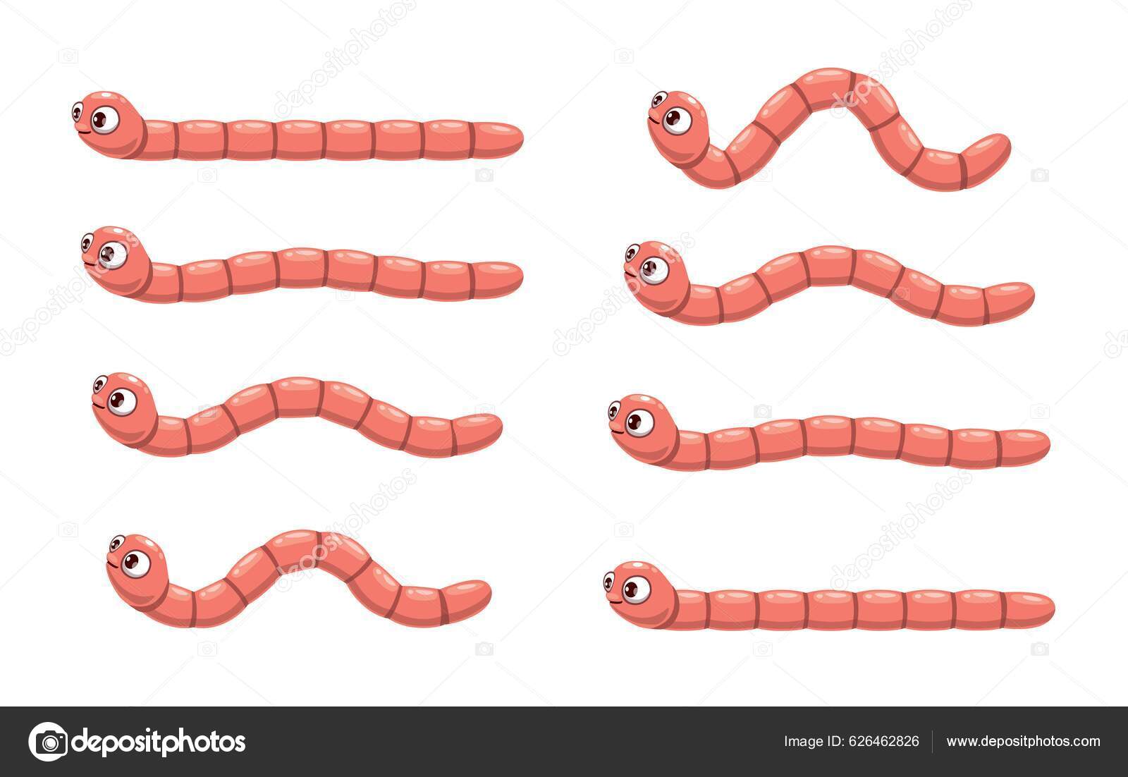 Animated Cartoon Funny Worm Animation Crawl Earthworm Happy Animal