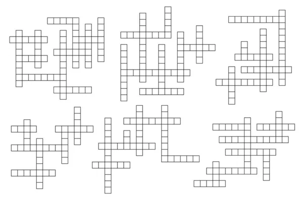 Crossword Game Grid Vector Puzzle Template Mind Quiz Empty Black — Stock Vector