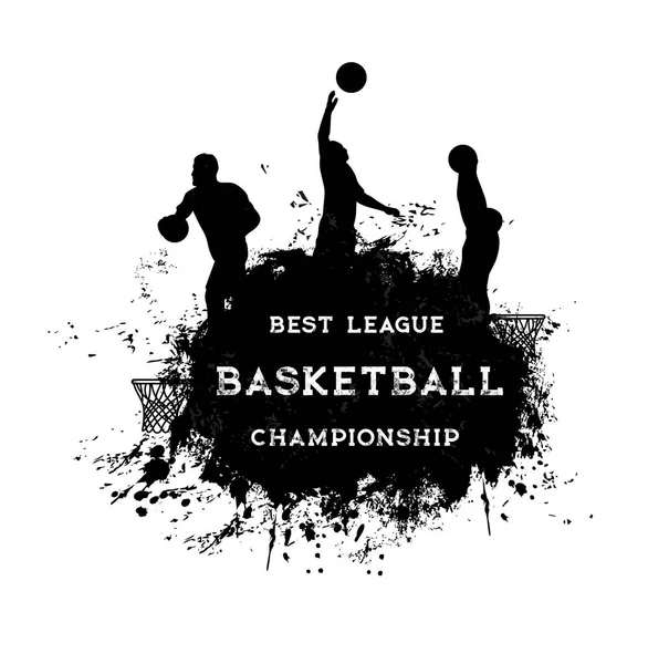 Basketball Players Silhouettes Grunge Background Basketball Team Championship League Tournament — Stock Vector