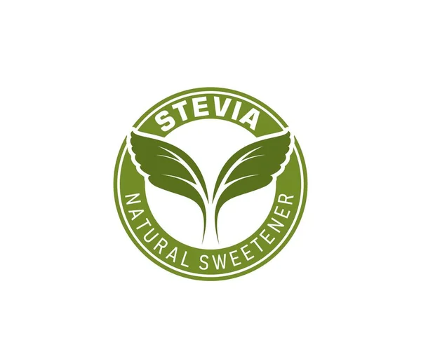 Stevia Sweetener Leaves Icon Stevia Product Tag Natural Food Vector — Stock Vector