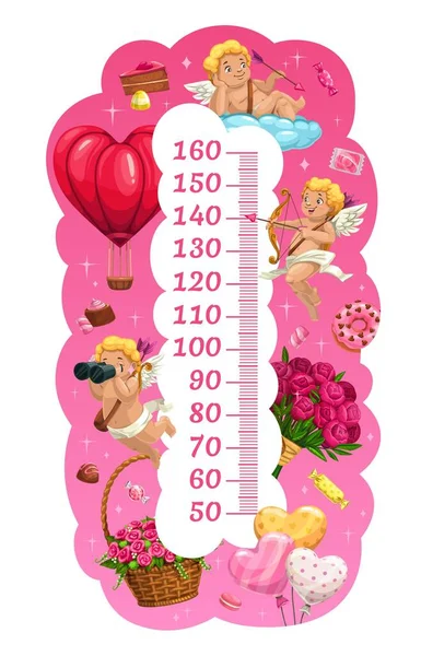 Kids Height Chart Cupids Gifts Growth Meter Vector Stadiometer Scale — Stock Vector