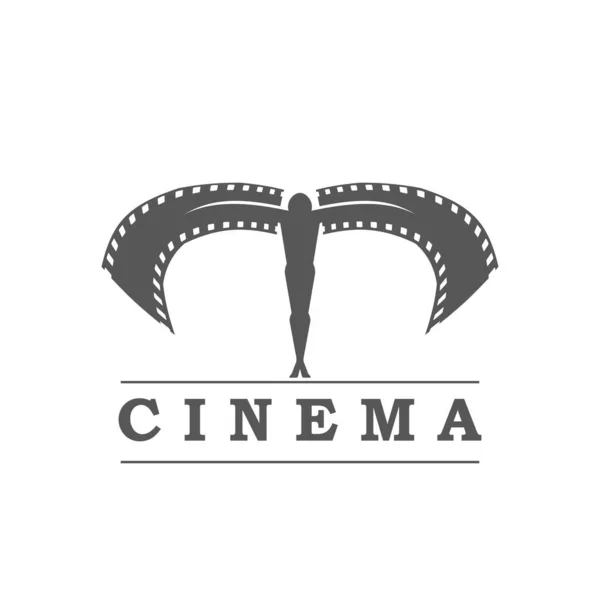 Icono Cine Película Cine Emblema Vector Estudio Cinematográfico Con Alas — Vector de stock