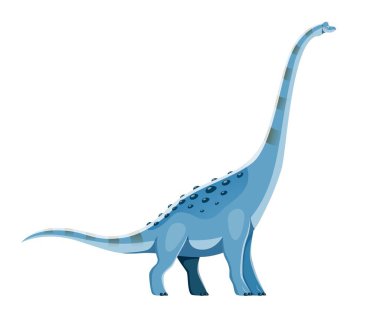 Çizgi film Titanosaurus dinozor karakteri. Antik vahşi yaşam sürüngeni ya da yaratık, Kretase dönemi canavarı. Paleontoloji dinozoru, izole edilmiş otobur hayvan vektörü uzun boyunlu çocuksu kişilik.