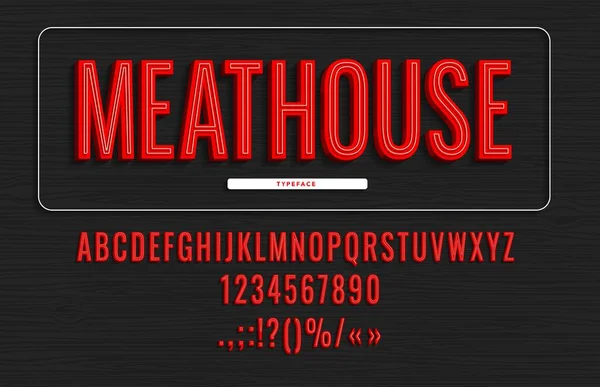 Steak Font Řezník Vintage Písmo Nebo Steakhouse Typ Grilovací Abeceda — Stockový vektor