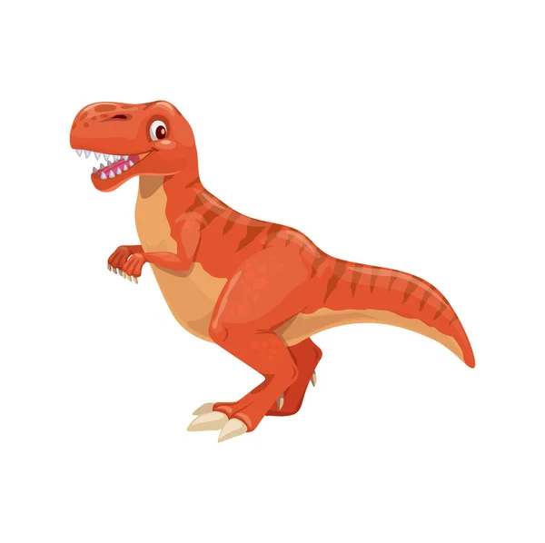 Cartoon Tyrannosaur Dinosaur Character Cute Rex Dino Personage Paleontology Reptile — Stock Vector