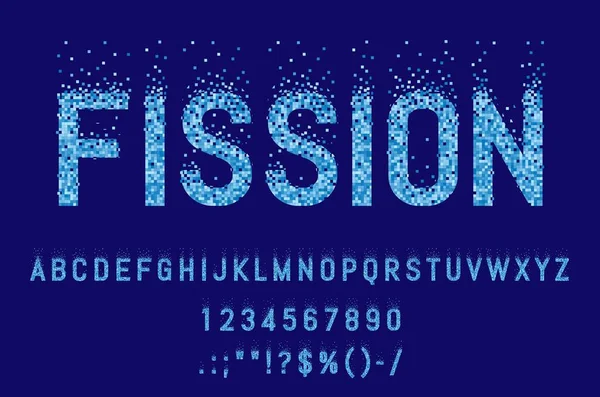 Split Mosaic Pixel Font Fission Typeface Halftone Type Pool Alphabet — Stock Vector