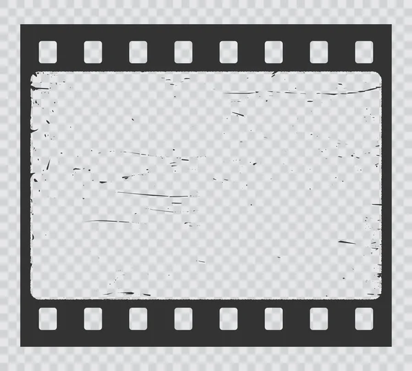 グランジ映画フィルムストリップ ベクトル透明背景に隔離されたフィルムストリップフレーム 古い写真やヴィンテージ画像フィルム 傷の国境と映画フィルムストリップスライド レトロ35ミリメートルの写真 — ストックベクタ