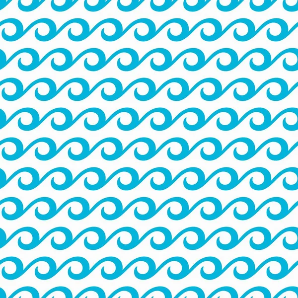 Zee Oceaan Blauwe Golven Naadloos Patroon Vector Geometrische Decoratieve Achtergrond — Stockvector