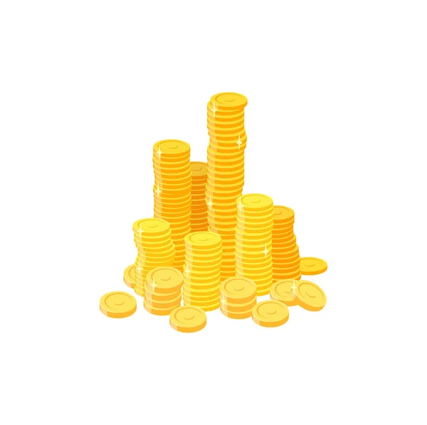 Cartoon Golden Coins Stack Money Isolated Vector Gold Shiners Cash — Vetor de Stock
