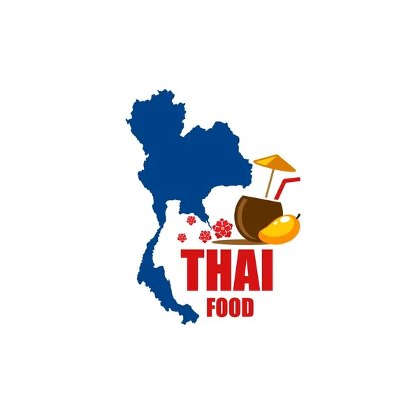 Thai Food Restaurant Icon Thailand Cuisine Cafe Asian Country Travel — Vettoriale Stock