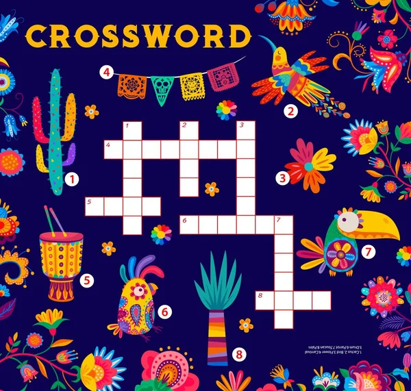 Latin American Crossword Quiz Word Search Puzzle Crossword Grid Vector — Stock vektor