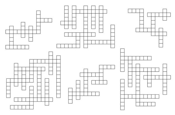 Crossword Game Grids Vocabulary Quiz Text Game Vector Set Word — Vettoriale Stock