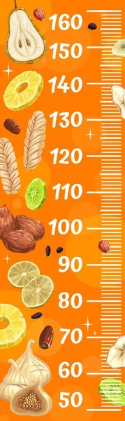 Dried Fruits Kids Height Chart Vector Growth Meter Wall Sticker — Stockvector