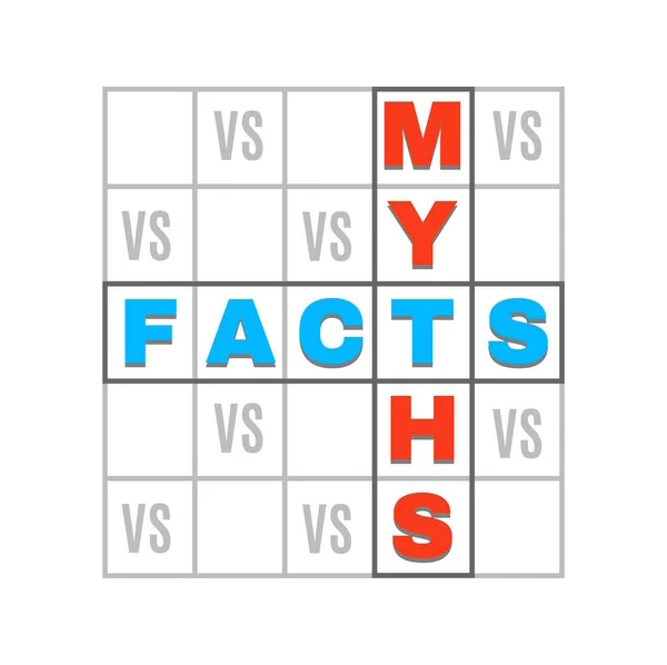 Myths Facts Icon Truth False True Lie Reality Fiction Isolated — Wektor stockowy