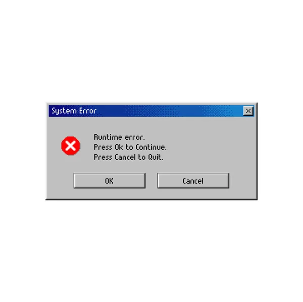 Error Message Window Computer System Warning Screen Vector Popup Message — Stockvektor