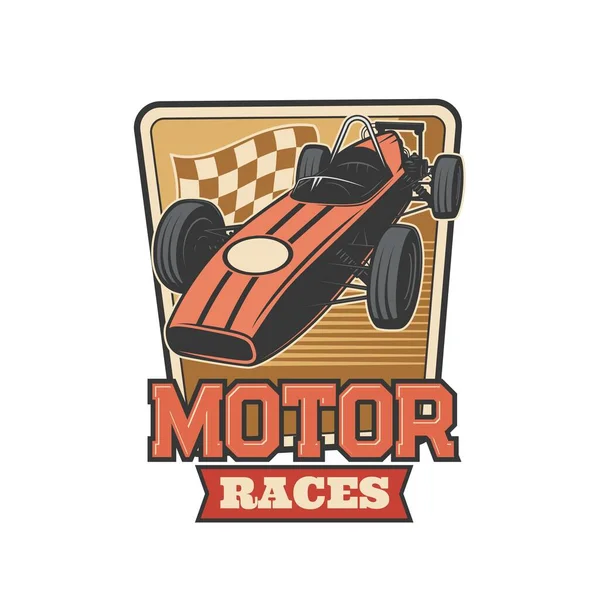 Motor Race Icon Sport Car Racing Retro Automobile Speed Rides — Vector de stock