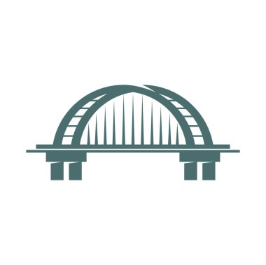 Bridge icon. Business company retro emblem, transportation or construction industry sign monochrome vector sign. Connection concept, urban architecture bridge minimalistic symbol