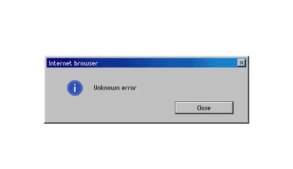 Unknown Error Message Window Computer System Failure Popup Message Vector — Stock Vector
