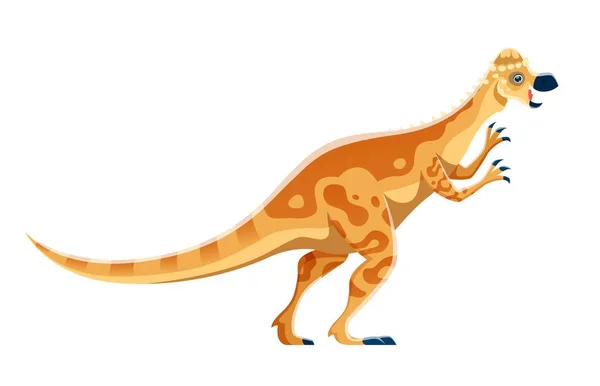 Cartoon Pachycephalosaurus Dinosaur Character Isolated Paleontology Lizard Cretaceous Period Animal — Stock vektor