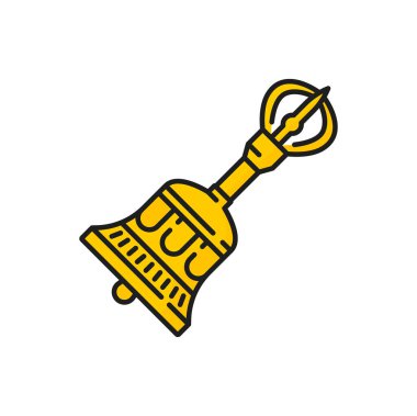 Stupa shrine Buddhism religious symbol. Vector enlightenment, reconciliation and victory sign. Bell ghanta ritual symbol of Vajrayana