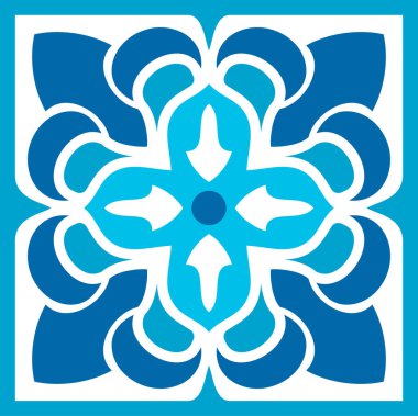 Patterned azulejo floor tile abstract geometric background. Vector seamless mediterranean Portuguese floor tile, floor cement talavera tile