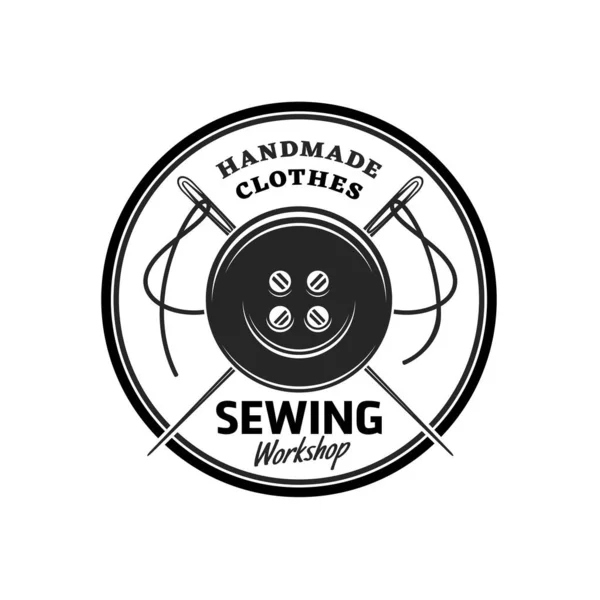 Sewing Workshop Icon Vector Vintage Emblem Handmade Clothes Tailor Atelier — Wektor stockowy