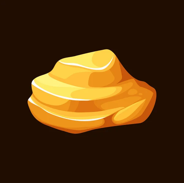 Golden Ore Nugget Bullion Gold Rock Stone Vector Cartoon Game — Stock Vector