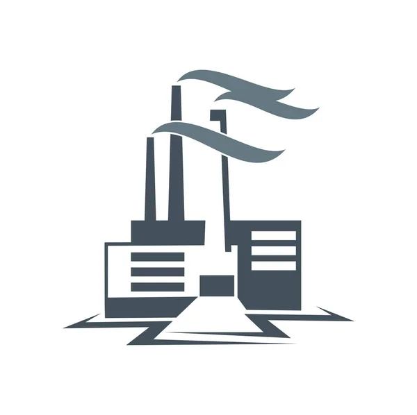 Factory Industrial Plant Icon Vector Building Heavy Industry Chimneys Smoke — Stockvector