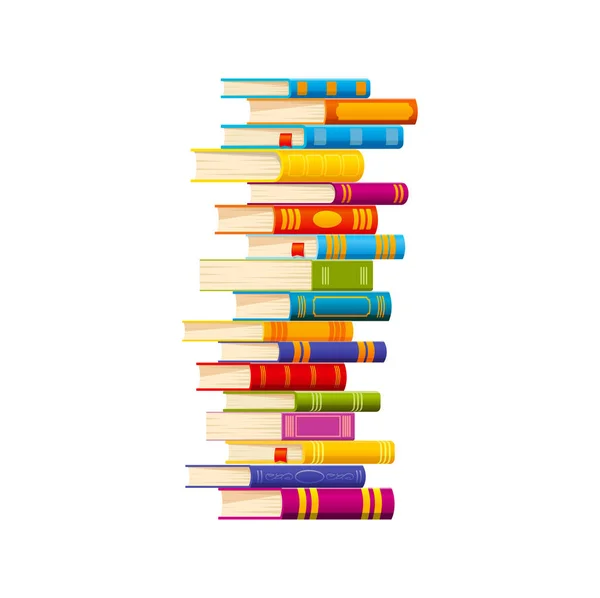 Cartoon Stacked Books Angle View Students Textbooks Bestsellers Stack Isolated — Stock vektor