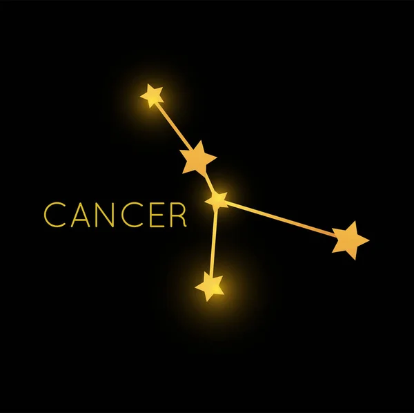 Cancer Golden Zodiac Constellation Gold Stars Constellations Celestial Space Horoscope — Image vectorielle