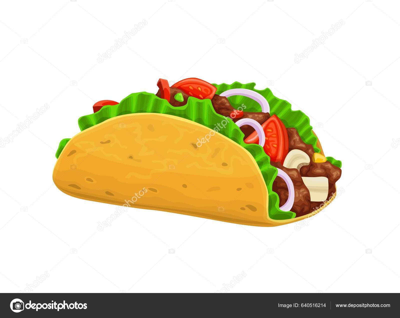 Tacos Mexicanos Dibujos Animados Vectores Aislados Tex Mex Snack