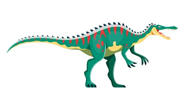 Cartoon Suchomimus Dinosaurus Personage Oude Wilde Dieren Reptielen Paleontologie Raptor — Stockvector