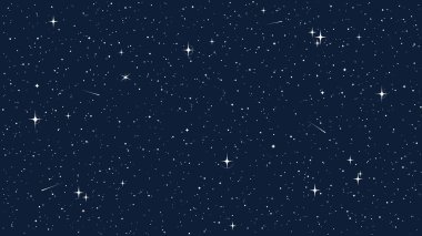 Starry night sky space seamless pattern. Galaxy shiny stars background, fabric seamless print or textile vector background. Wrapping paper space pattern or wallpaper with comet, glowing constellations