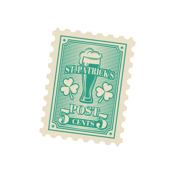 Saint Patrick Day Mail Antique Postcard Postage Stamp Saint Patrick — Vetor de Stock
