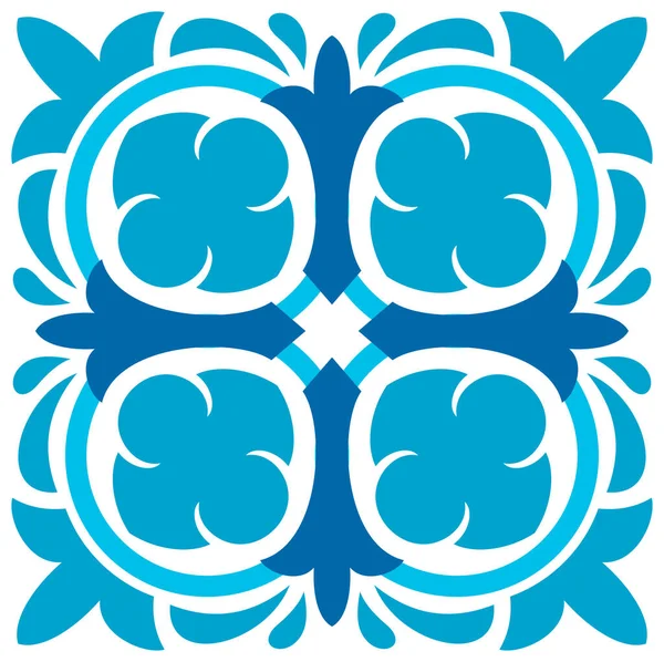 Ornamental Indigo Textile Background Moroccan Azulejo Tile Pattern Vector Lisbon — Stock Vector