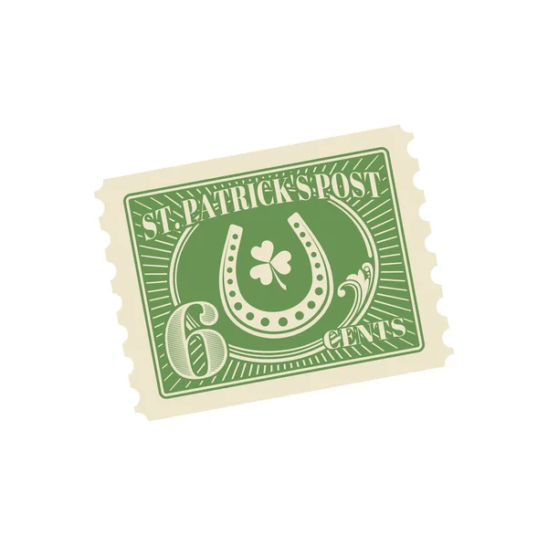 Saint Patrick Day Antique Postcard Retro Postage Stamp Vintage Mail — Stock vektor