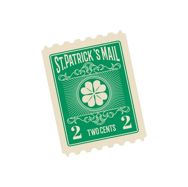 Saint Patrick Day Antique Postcard Retro Postage Stamp Vintage Mail — Vetor de Stock