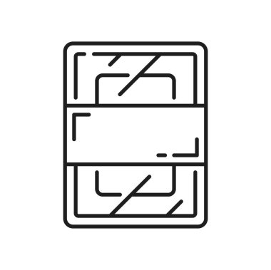 Empty food container isolated vector mockup thin line icon. Vector tray box package for fresh and frozen food products, template