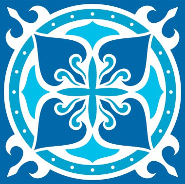 Majolica ornament, Lisbon geometric tile vector pattern, Moroccan or Spanish retro old mosaic texture, seamless navy blue floral design