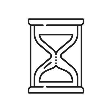 Hourglass isolated retro measuring device thin line icon. Vector sand clock, countdown timer. Vintage retro clock, watch measuring time