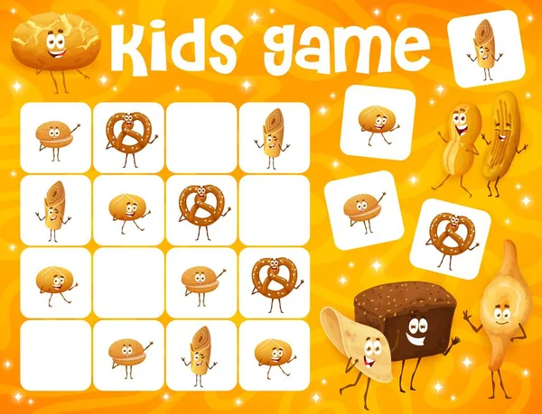 Sudoku Kids Game Cartoon Bakery Pastry Bread Characters Sudoku Kids — Stock vektor