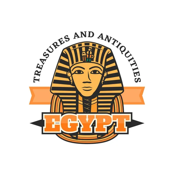 Máscara Tutankamón Egipto Icono Viaje Con Antiguo Rey Pirámide Tumba — Vector de stock