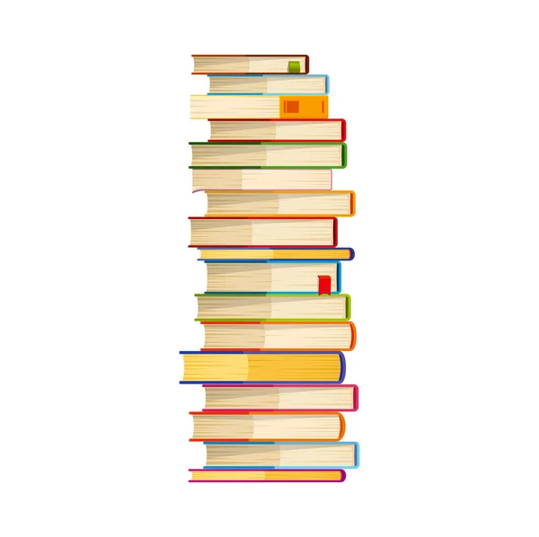 Book Stack Cartoon Textbooks Bestsellers Pile Isolated Vector Heap School — Stockový vektor