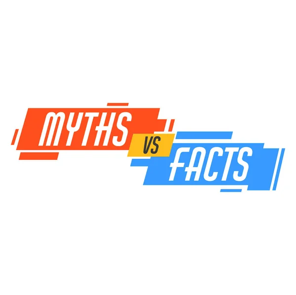 Mythen Gegen Fakten Wahrheit Oder Falsche Faktenprüfung Mythenumwälzendes Quizvektorabzeichen Wahr — Stockvektor