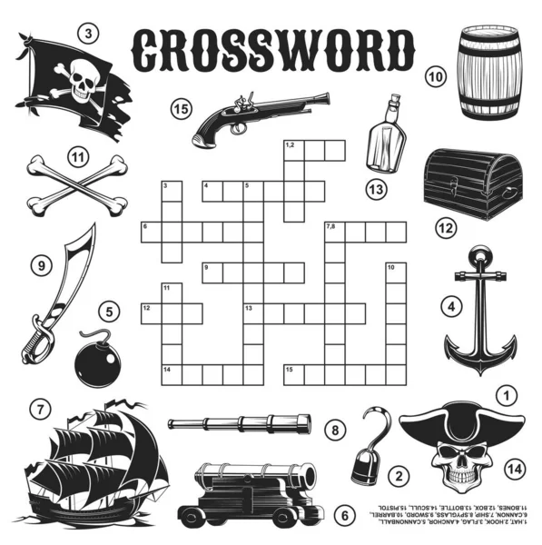 Pirate Corsair Crossword Grid Find Word Vector Quiz Game Crossword — стоковый вектор