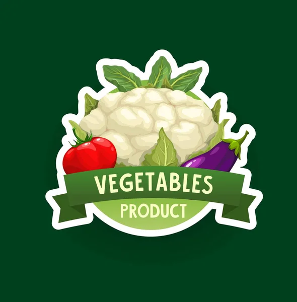 Vegetable Badge Icon Organic Farm Veggie Market Grocery Store Vegetable — Wektor stockowy