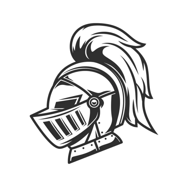Knight Warrior Helmet Heraldry Armor Plume Vector Great Helm Medieval — Vetor de Stock
