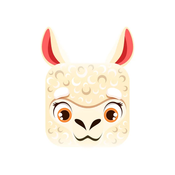 漫画子羊かわいい正方形の動物の顔 孤立ベクトル赤ちゃんラム文字の肖像画 アプリボタン アイコン 羊や羊肉の農場の生き物のグラフィックデザイン要素 — ストックベクタ